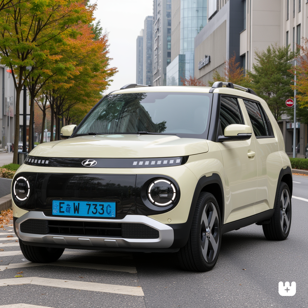 beige 2024 Hyundai Casper Electric SUV in Seoul....png
